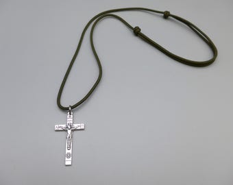 Alpha & Omega Jerusalem Crucifix Necklace - Adjustable Paracord