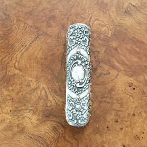 STERLING Silver Handled Repousse Clothes Brush, Marked - Antique