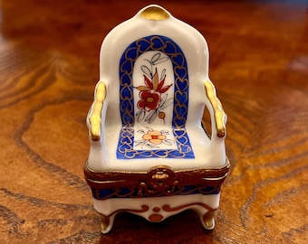 LIMOGES Hand Painted Figural Trinket Box – Armchair