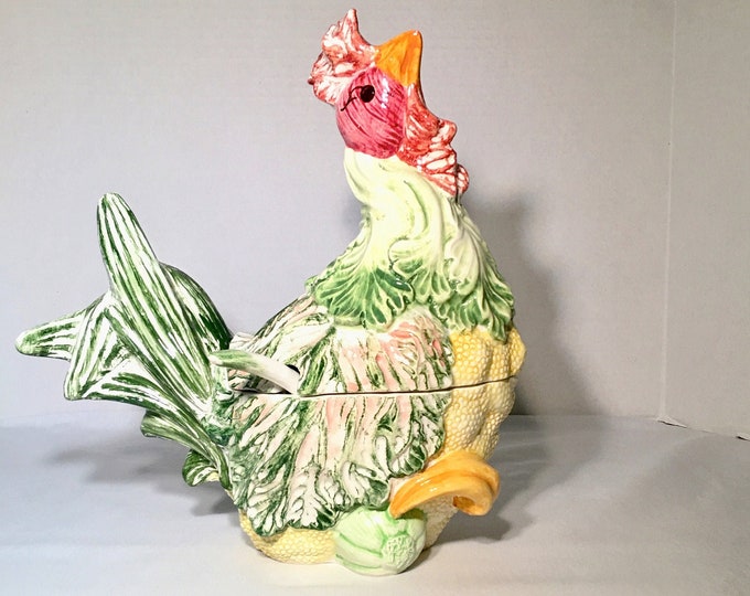 Italian Majolica Tureen With Ladle Chicken/hen Made in Etsy