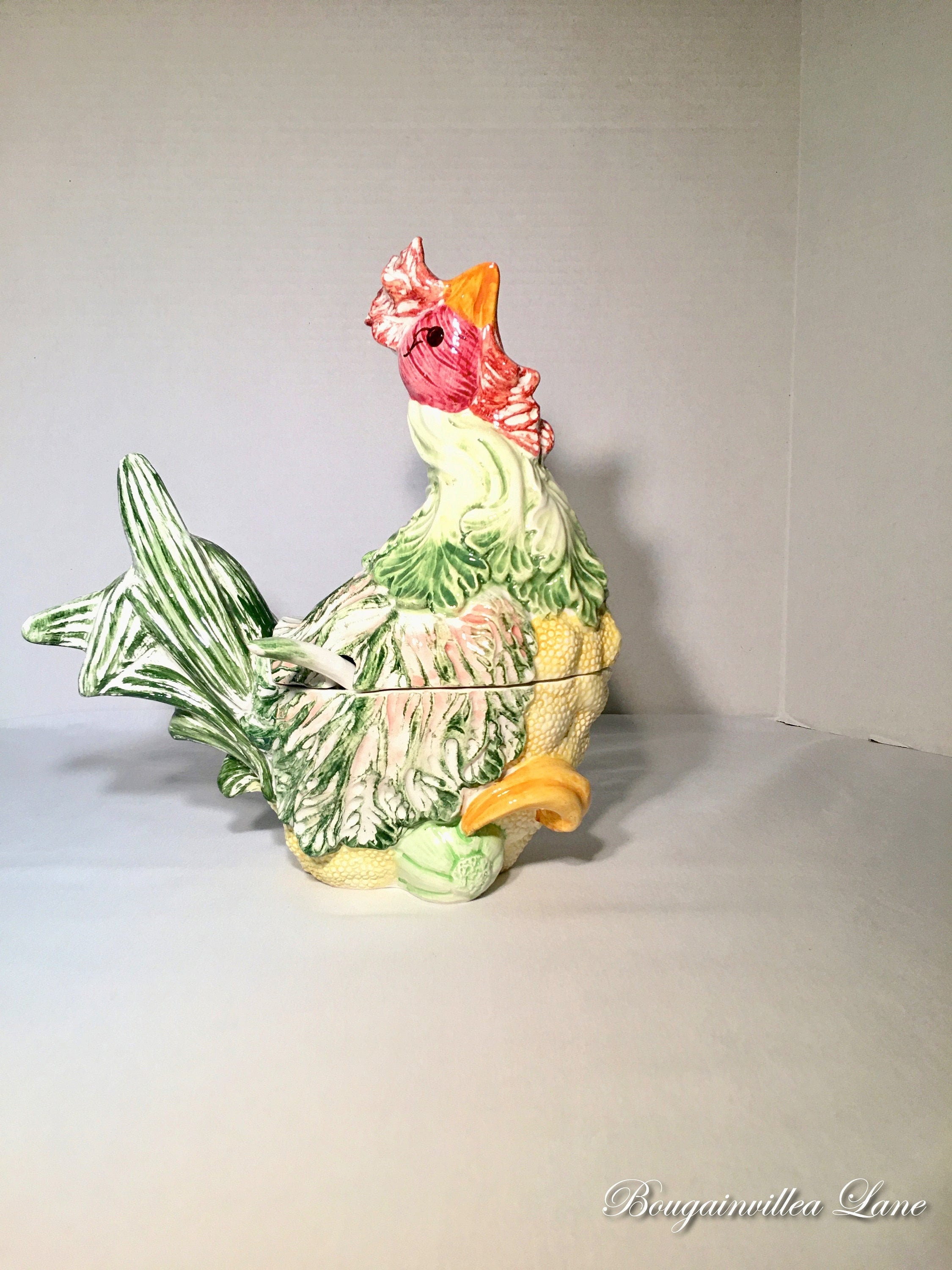 Italian Majolica Tureen with Ladle Chicken/Hen Made in Etsy