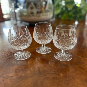 WATERFORD ‘Lismore’ Brandy Glasses – Brandy Sniffers  5 1/4” Tall  12 oz Set of 3
