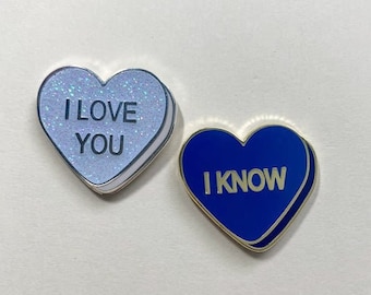 I Love You I Know Conversation Heart Pin Leia and Han Solo Hard Enamel Pin