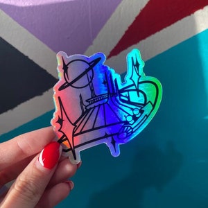 Holographic Space Mountain Sticker Holo Attraction Ride Inspired Vinyl Sticker