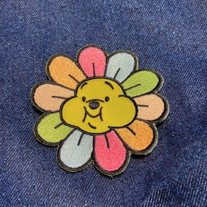 Pooh Flower Embroidered Iron On Patch Silly Old Bear Winnie Spring Patch
