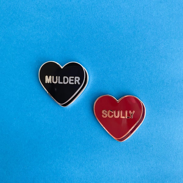 X Files Inspired Conversation Heart Pin Fox Mulder and Dana Scully Hard Enamel Pin