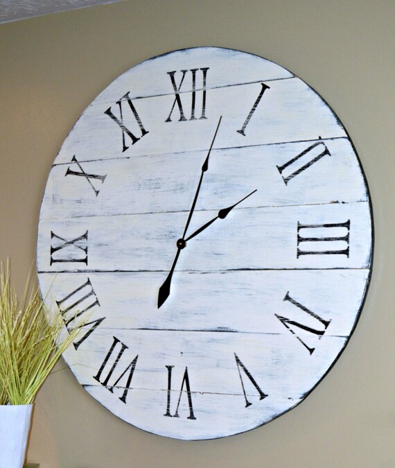 30 Large Oversized Distressed Wood Wall Clock Antique