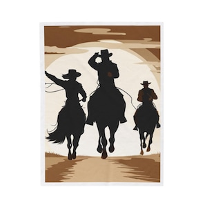 Trio Amigos Cobertor de Pelúcia de Veludo Cowboy Presente para Filho Decoração para Meninos Tema Western, Aventura de Cowboy Vintage Retro Presente para o Dia dos Pais
