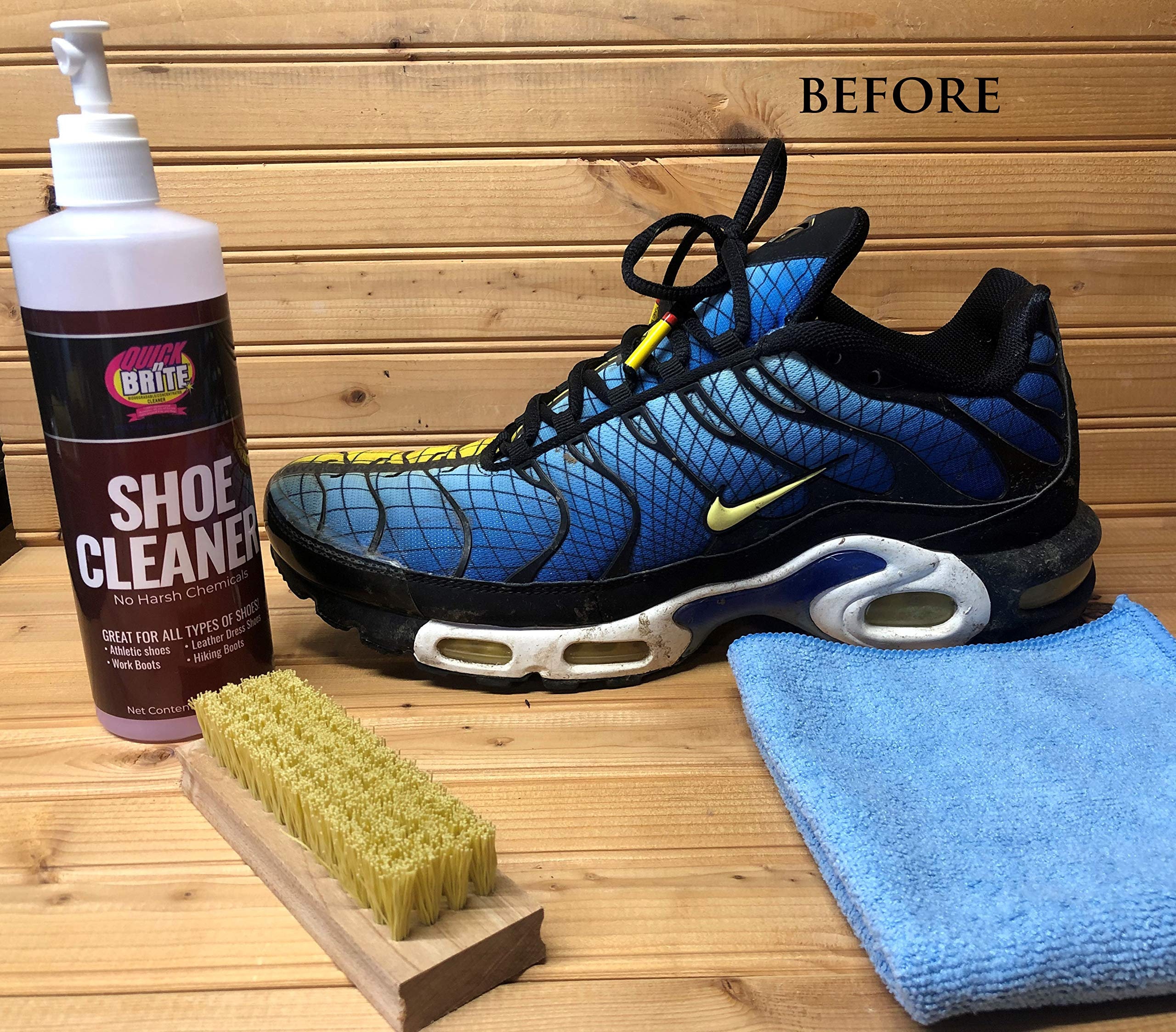 Quick N Brite 12 Oz Shoe Cleaner Kit for Sneakers, Boots, Vinyl, Knit and  Dress Shoes 