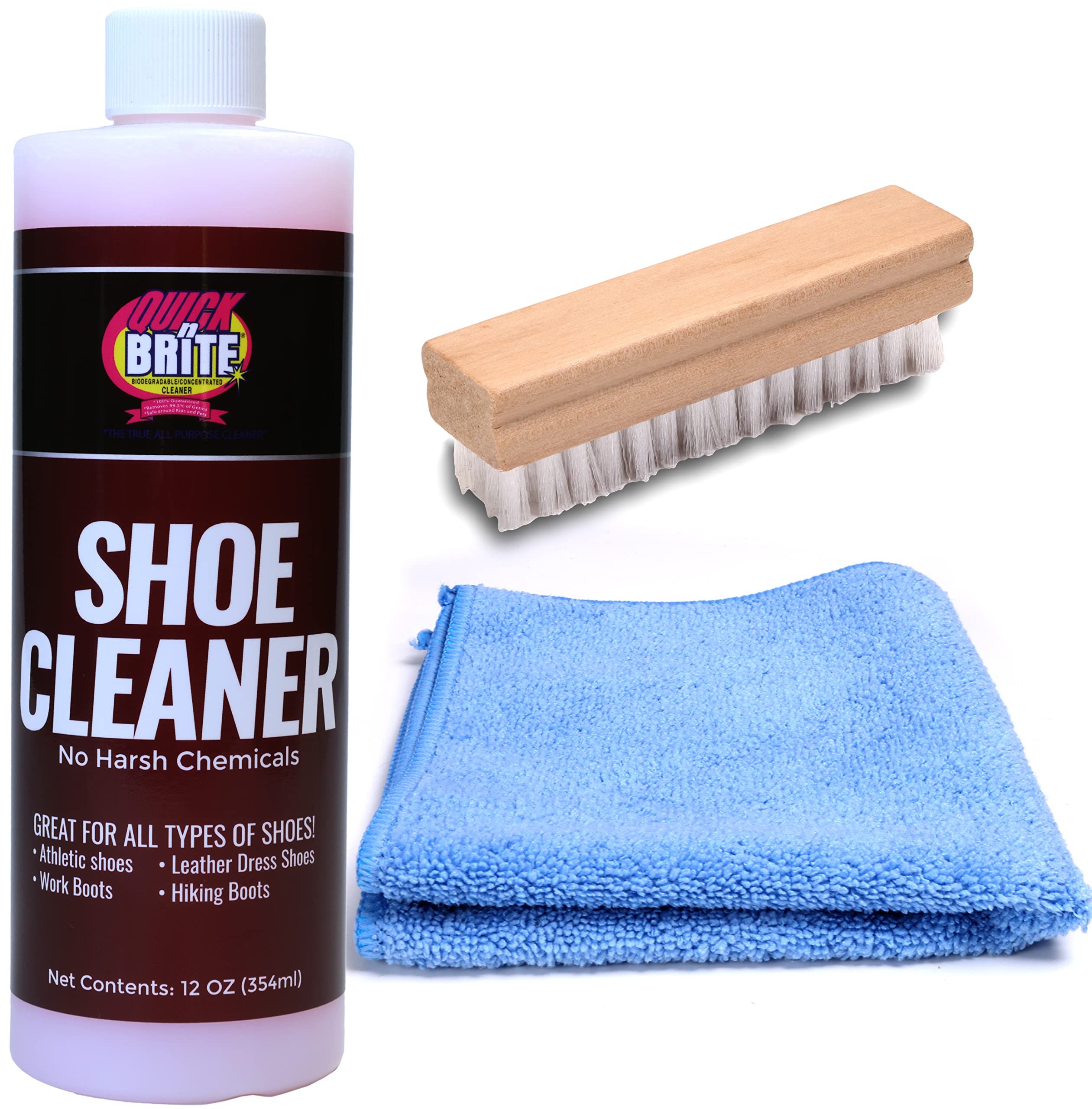 Refreshed Shoe Cleaner - 2x 4oz Cleaning Solution, 1x 4oz Stain Repellent,  1x 4oz White Shoe Cleaner Paint, 1x Brush - Easily Clean Suede, Leather