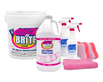 Quick N Brite Heavy Duty Whole-House Cleaning Kit with (1) 64 oz Liquid, (1) 80 oz Paste, (2) 16 oz Mixing Spray Bottles, and (2) Sponges