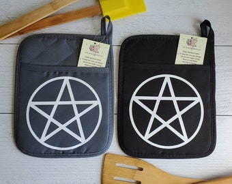 Pentagram pot holder oven mitt Creepy Occult Gift Kitchen Witch Pentacle wicca