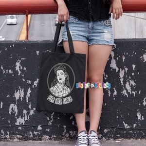 Punk Rock Cholo© Back Yard Boogie Chola Girl Black Cotton Canvas Tote Bag Black Cotton Canvas Tote Bag Cute cholo art
