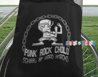 Punk Rock Cholo Fighting Drunk Black Cotton Canvas Tote Bag Cute