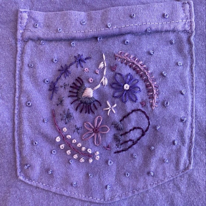 Flower Ring HandEmbroidered Pocket Tee Shirt Unisex Short Etsy