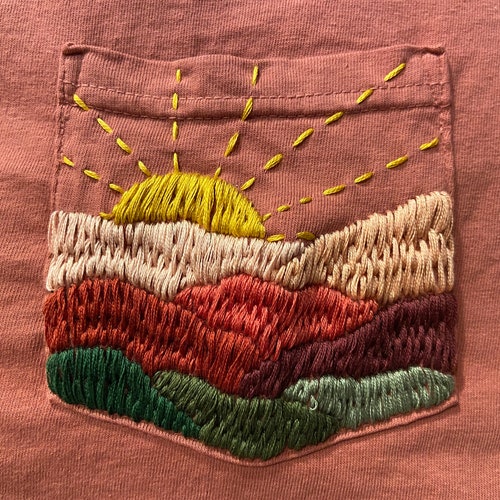 Outer Space Handembroidered Pocket Tee Shirt Unisex Short Etsy Canada