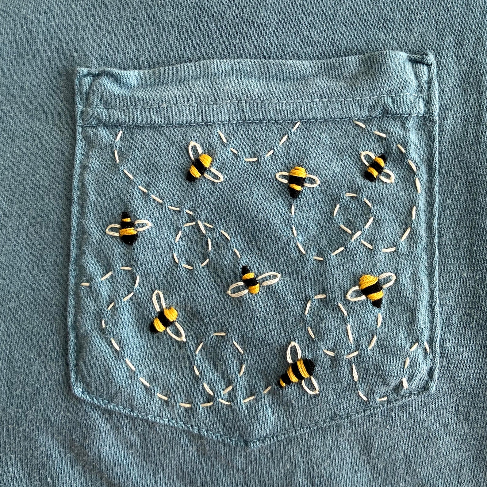 Bumblebees Hand-Embroidered Pocket Tee Shirt Unisex Short | Etsy