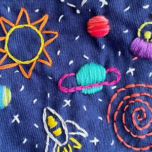 Outer Space Hand-embroidered Pocket Tee Shirt Unisex Short Sleeve - Etsy