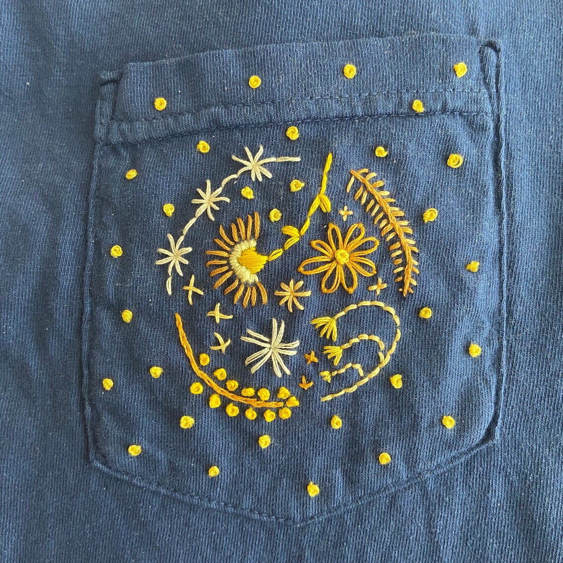 Flower Ring HandEmbroidered Pocket Tee Shirt Unisex Short Etsy