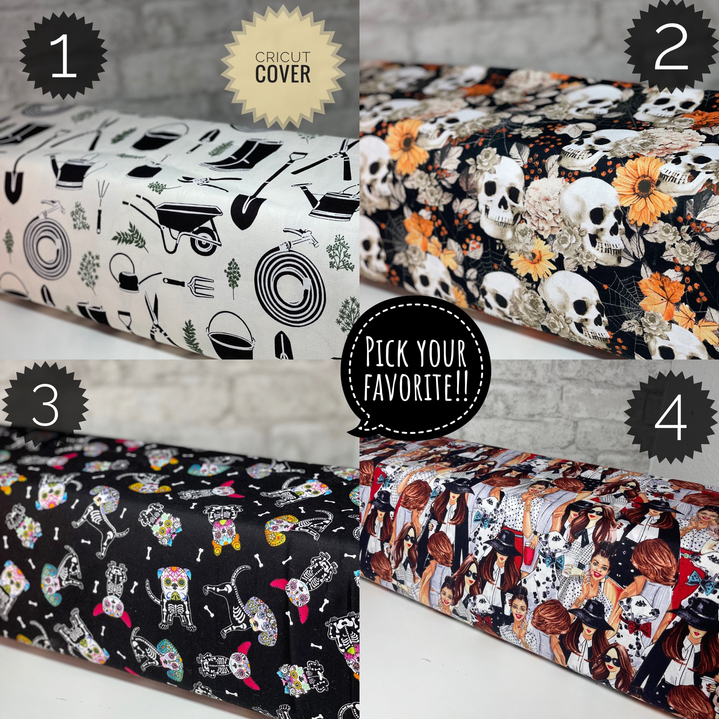 Cricut Cover Fits All Models Including Maker3. Garden, Flower Skulls,  Fashion Ladies and Sugar Skulls Dogs. 