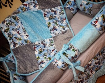 dirt bike crib bedding set