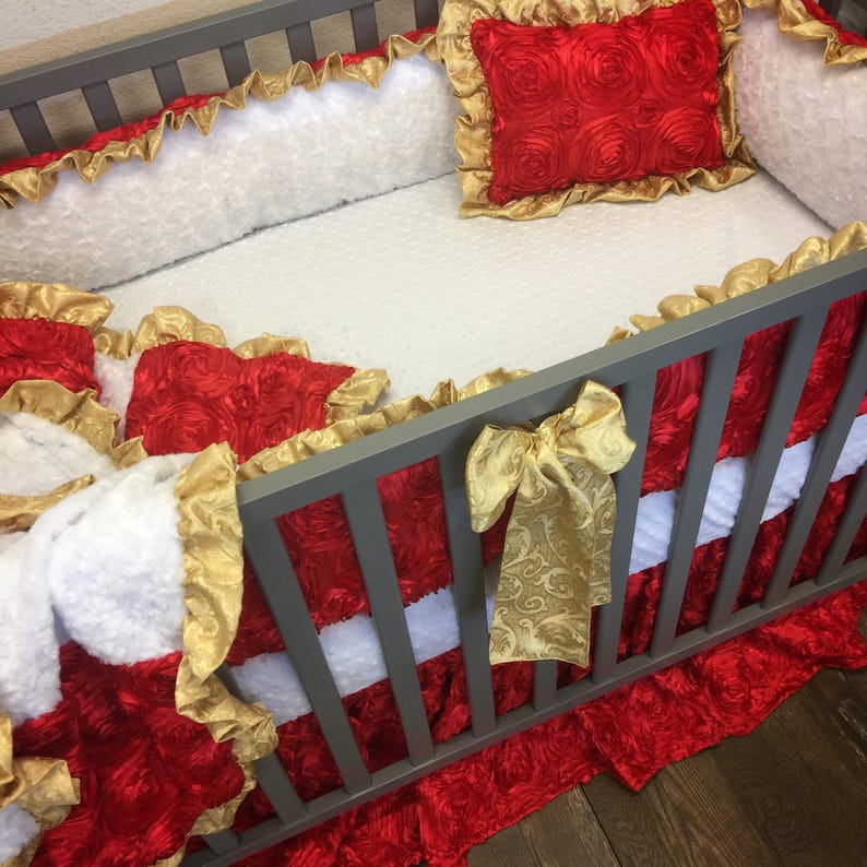 red crib bedding girl