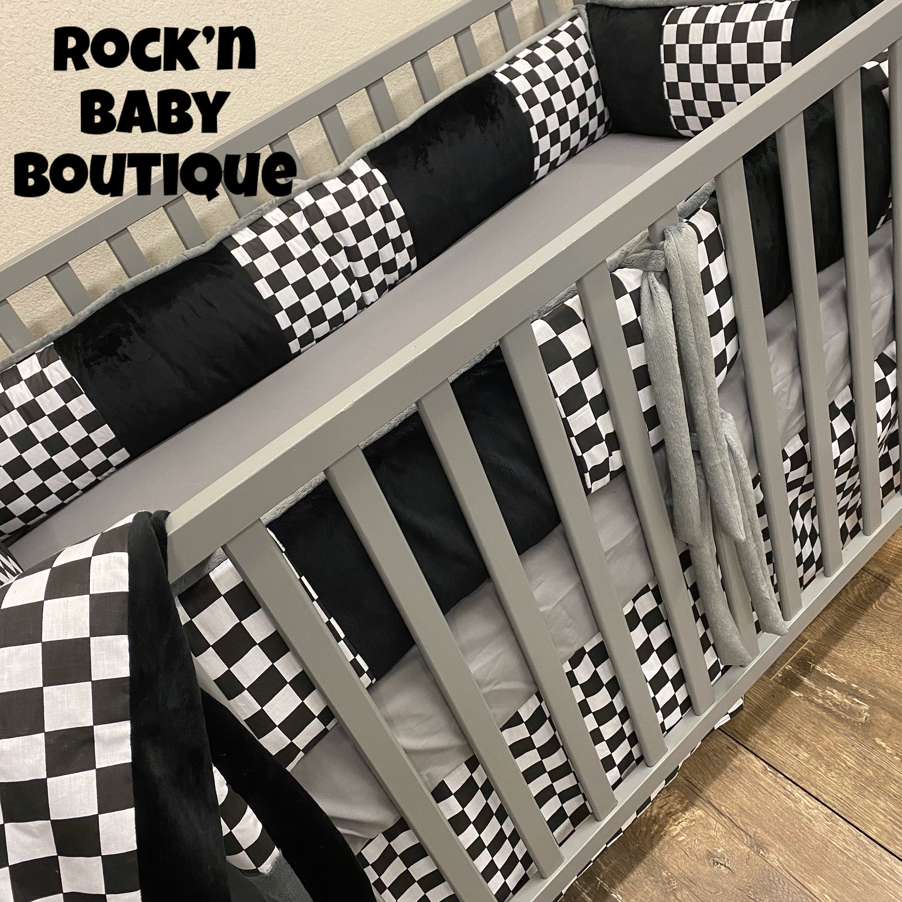 checkered flag crib bedding