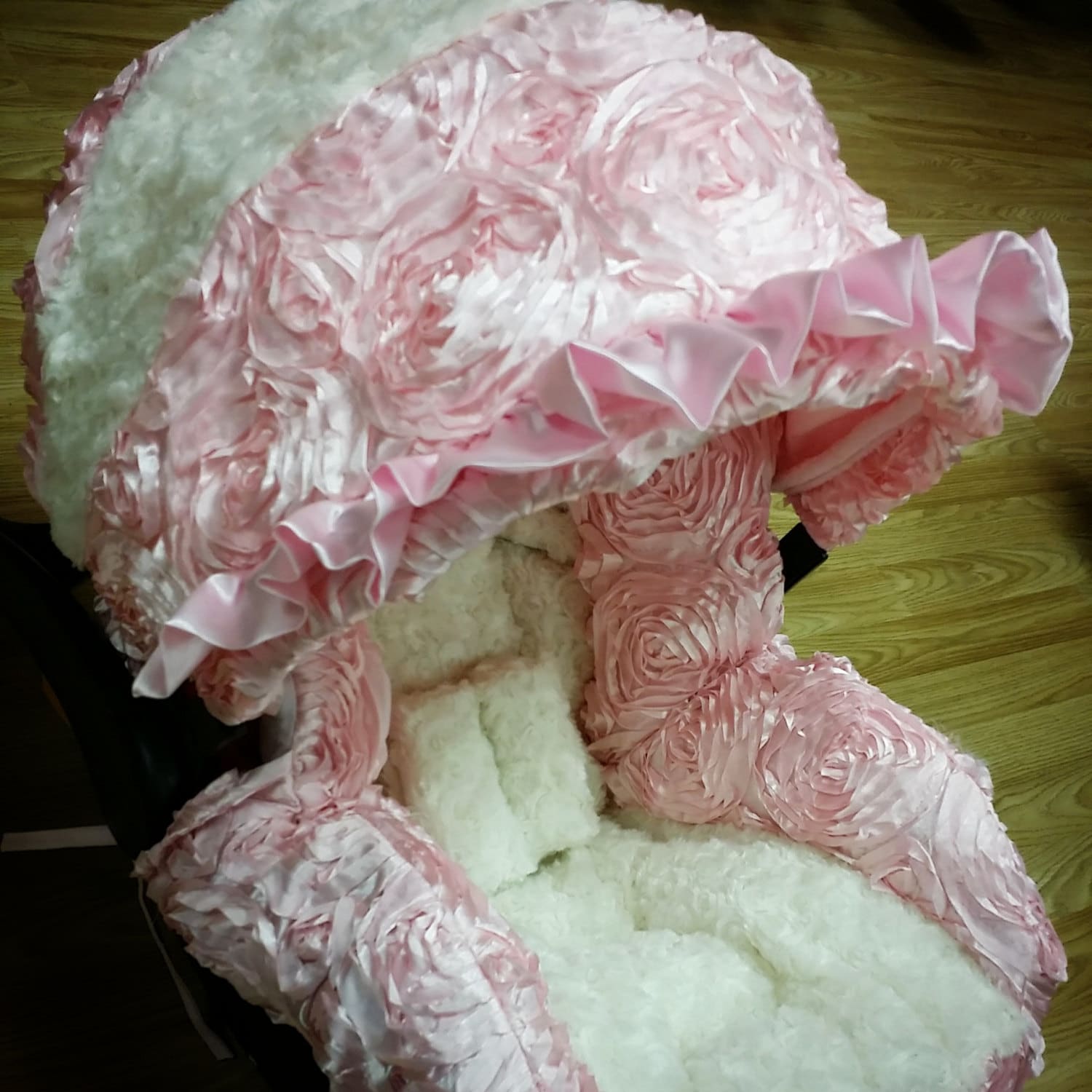 Pink Satin Rosette Crib Set with Fuchsia Minky. Etsy