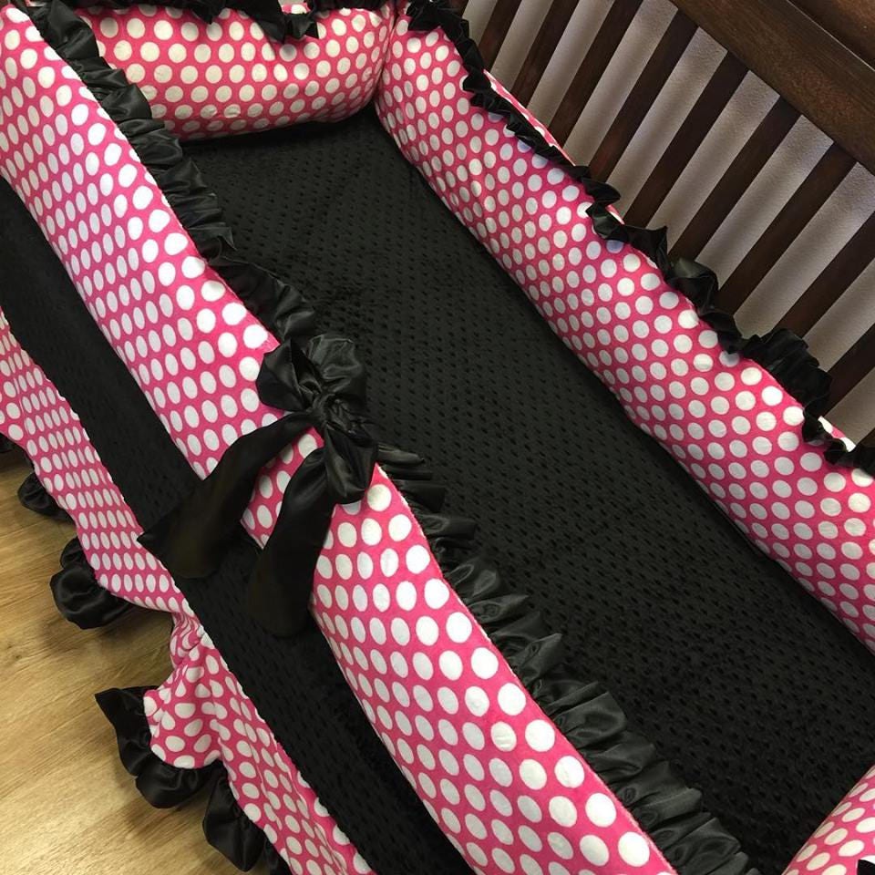 Hot Pink Polka Dot Crib Set