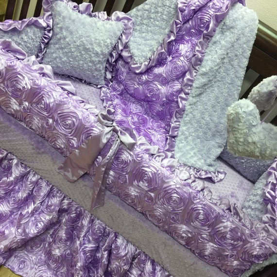 Lavender Satin Rosette Crib Set. Etsy