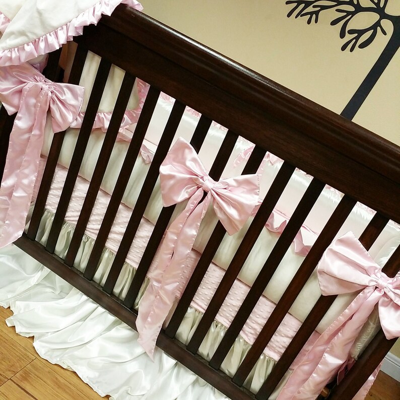Ivory Baby Pink Satin Minky Crib Set | Etsy