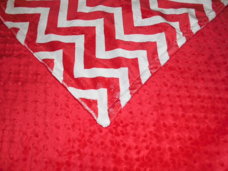 Minky Baby Blanket You choose color backing You choose size. Fuschia Chevron