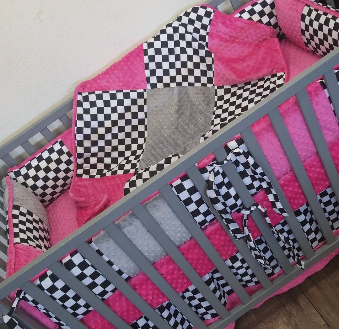 checkered flag crib bedding