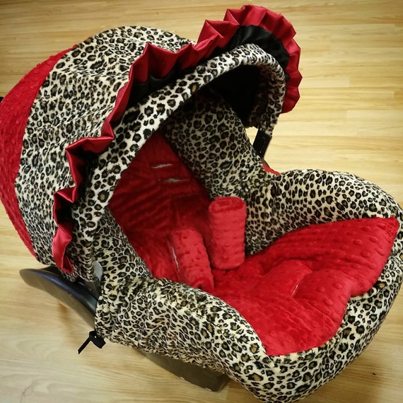 Cheetah Red Minky Infant Car Seat Replacement Cover You Cheetah Red Minky Infant Car Seat, Baby Car Seat Cushion Replacement