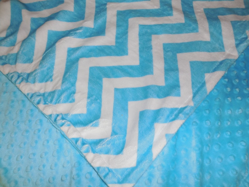 Minky Baby Blanket You choose color backing You choose size. Fuschia Chevron