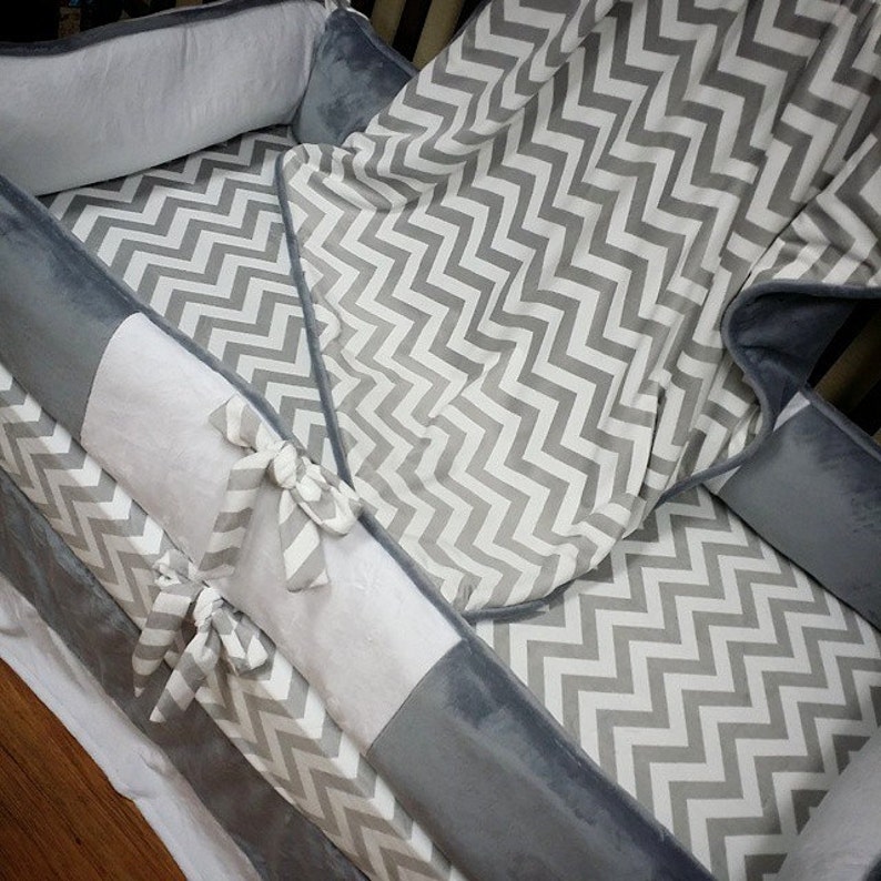 Grey Chevron Crib Set. You design. Several Colors Available. Etsy