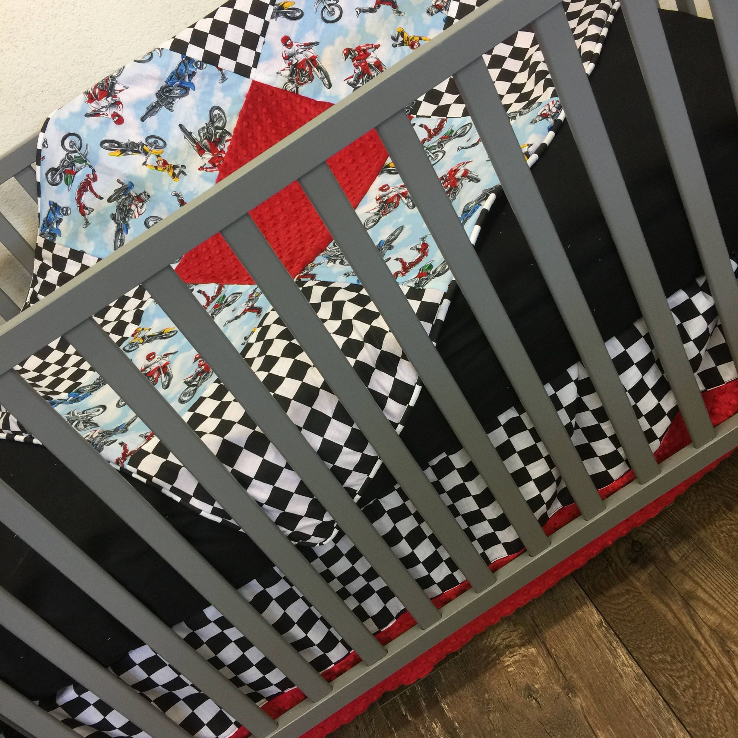 dirt bike crib bedding