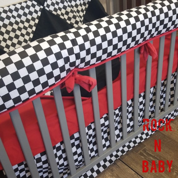 Baby Boy Crib Bedding Checker Baby Bedding Checkered Flag Etsy
