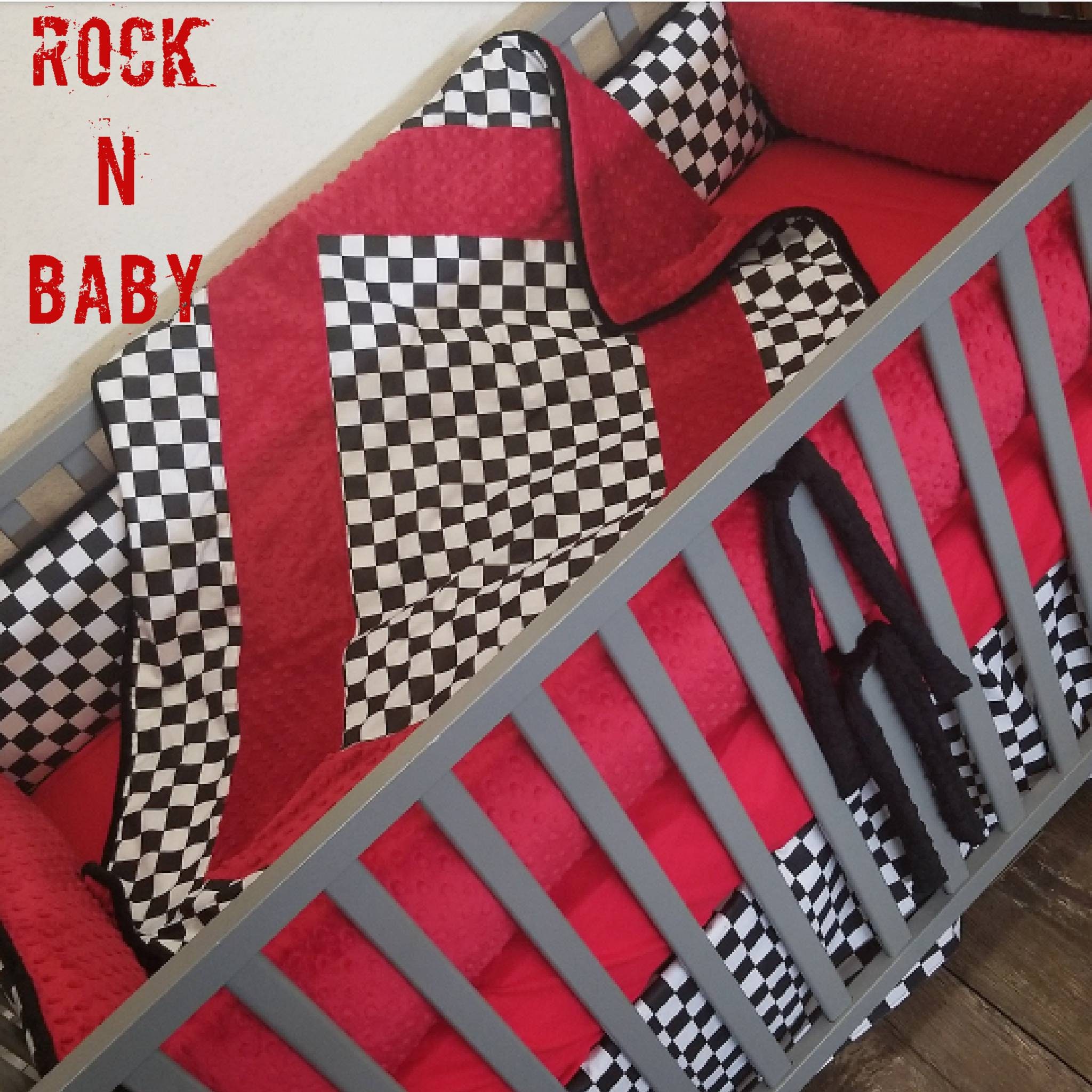 checkered flag crib bedding