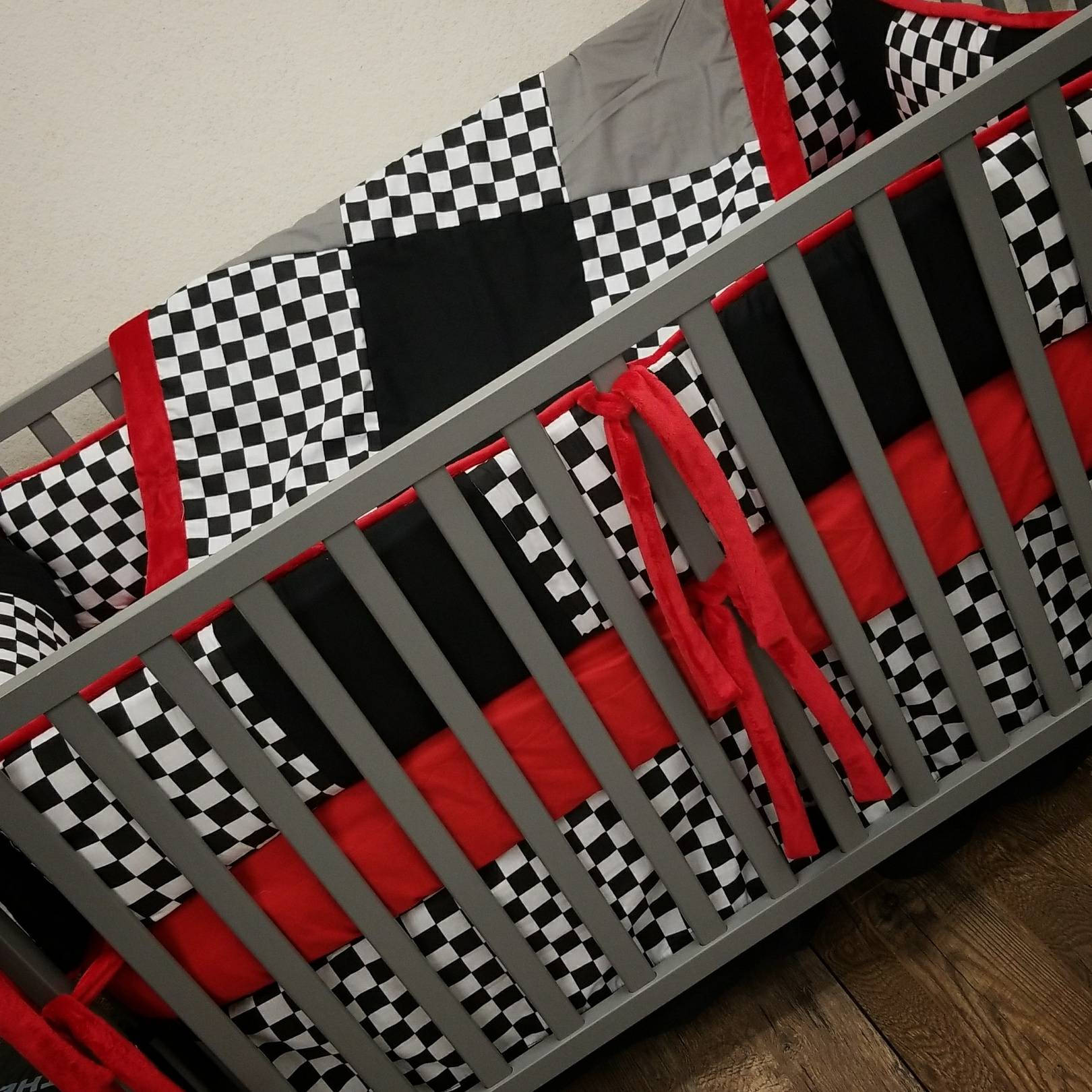 checkered flag crib bedding