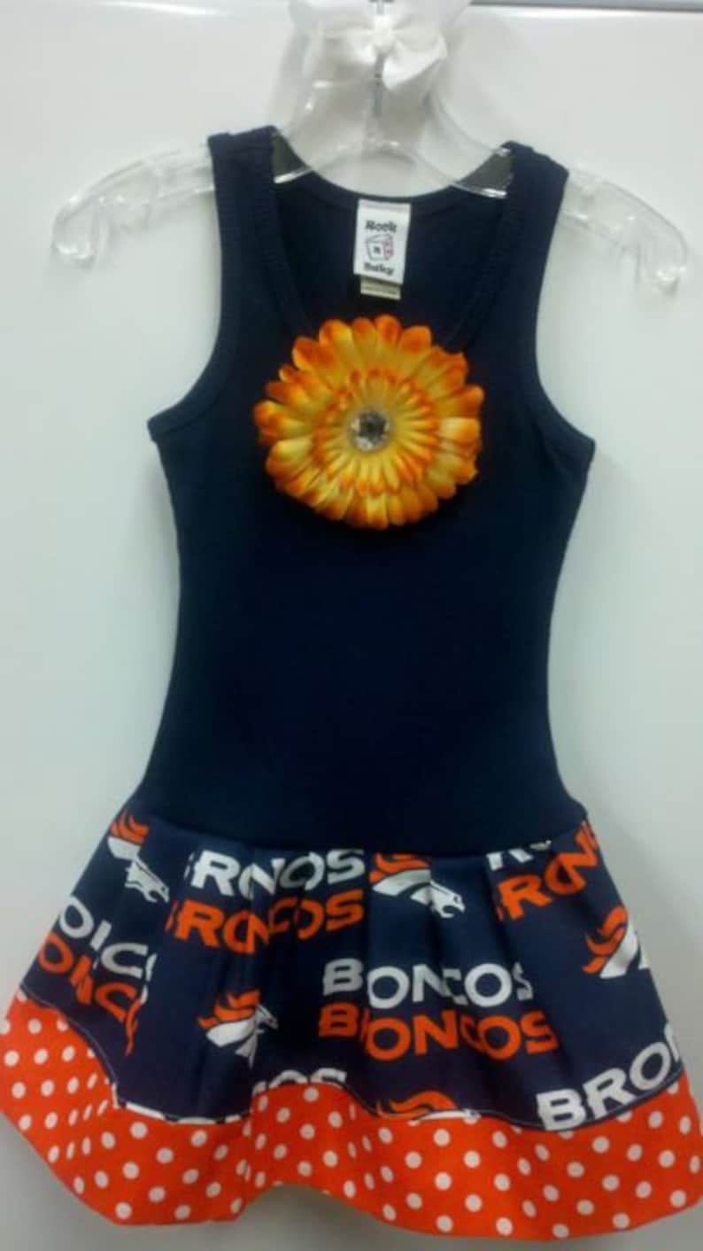 Custom kids clothing Cheer dress Football Dress Sports Dress Broncos Dress