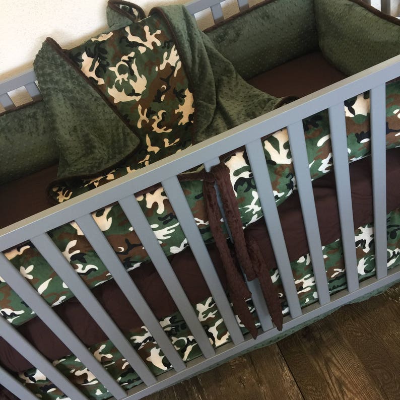 Camo Camoflauge Army Military Crib Set Olive