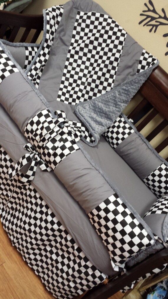 Baby Boy Crib Bedding Checker Baby Bedding Checkered Flag Etsy