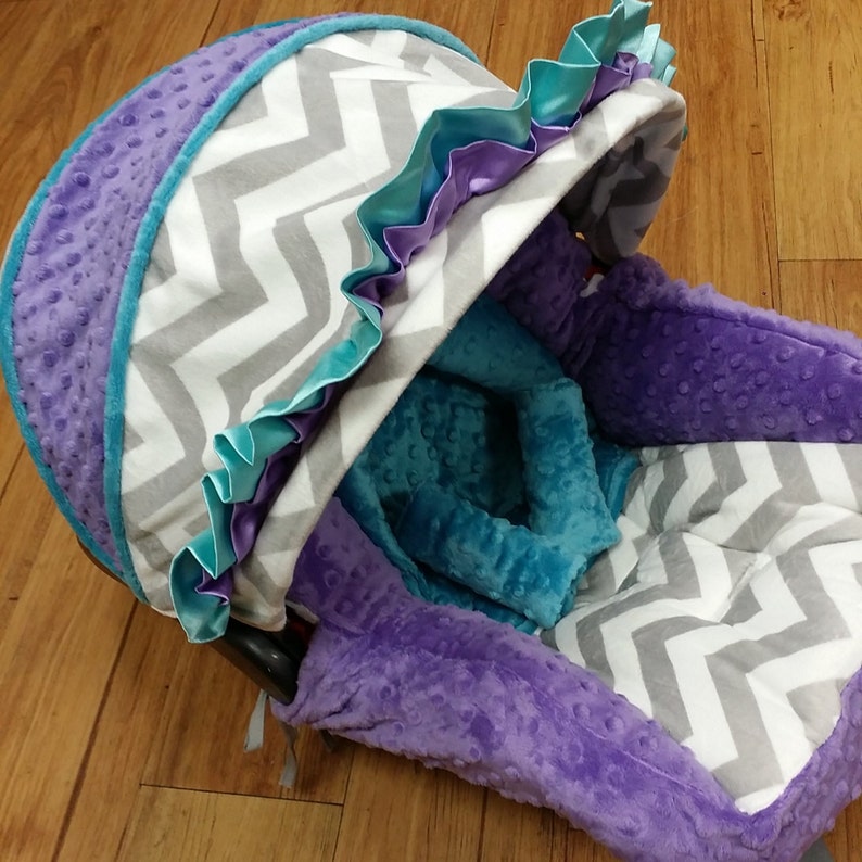 Grey Chevron Purple Teal. Minky Infant Car Seat Replacement | Etsy