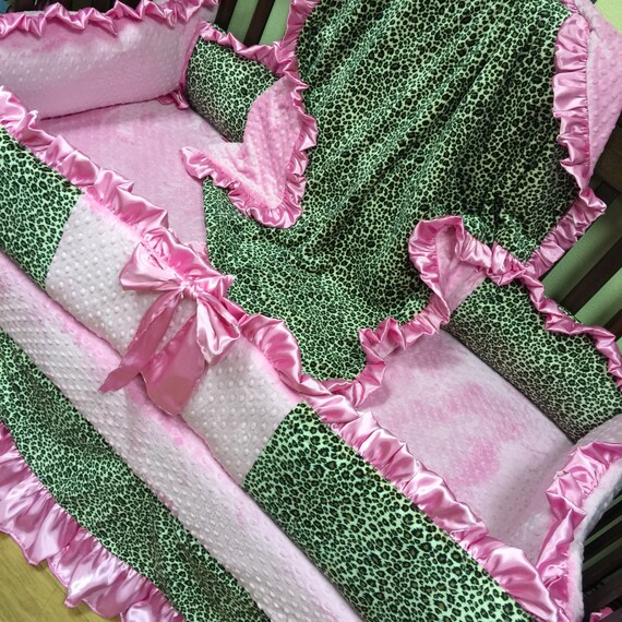 Cheetah Bubblegum Pink Crib Set You Design Several Colors Etsy