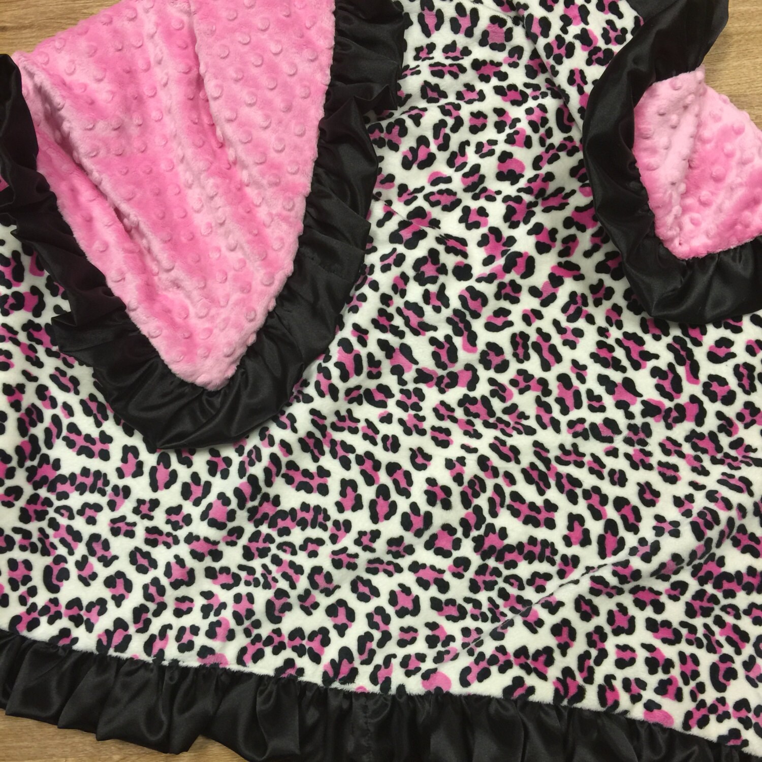 Cheetah Leopard Minky baby blanket. Hot Pink Etsy