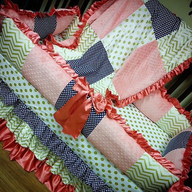 Coral Mint Baby Bedding Baby Girl Crib Bedding Coral Crib Bedding Mint Crib Bedding Coral Mint Gold Custom Baby Bedding