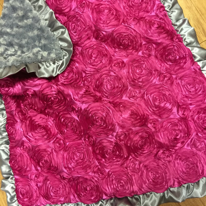 Satin Rosette Baby Blanket. Several Colors Available. Baby Etsy