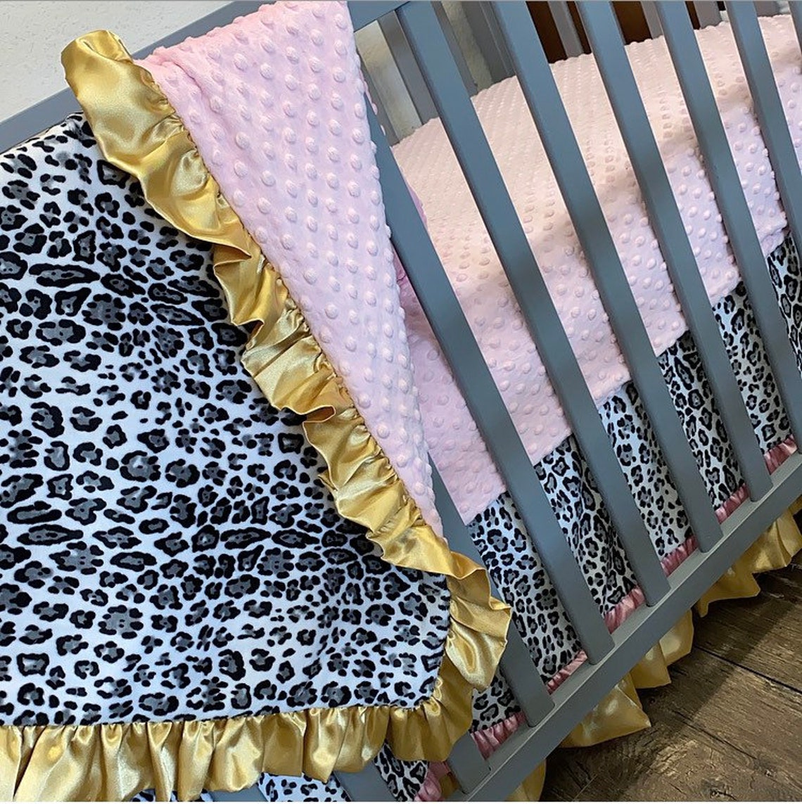 Snow leopard baby bedding. Leopard baby bedding. Leopard crib Etsy
