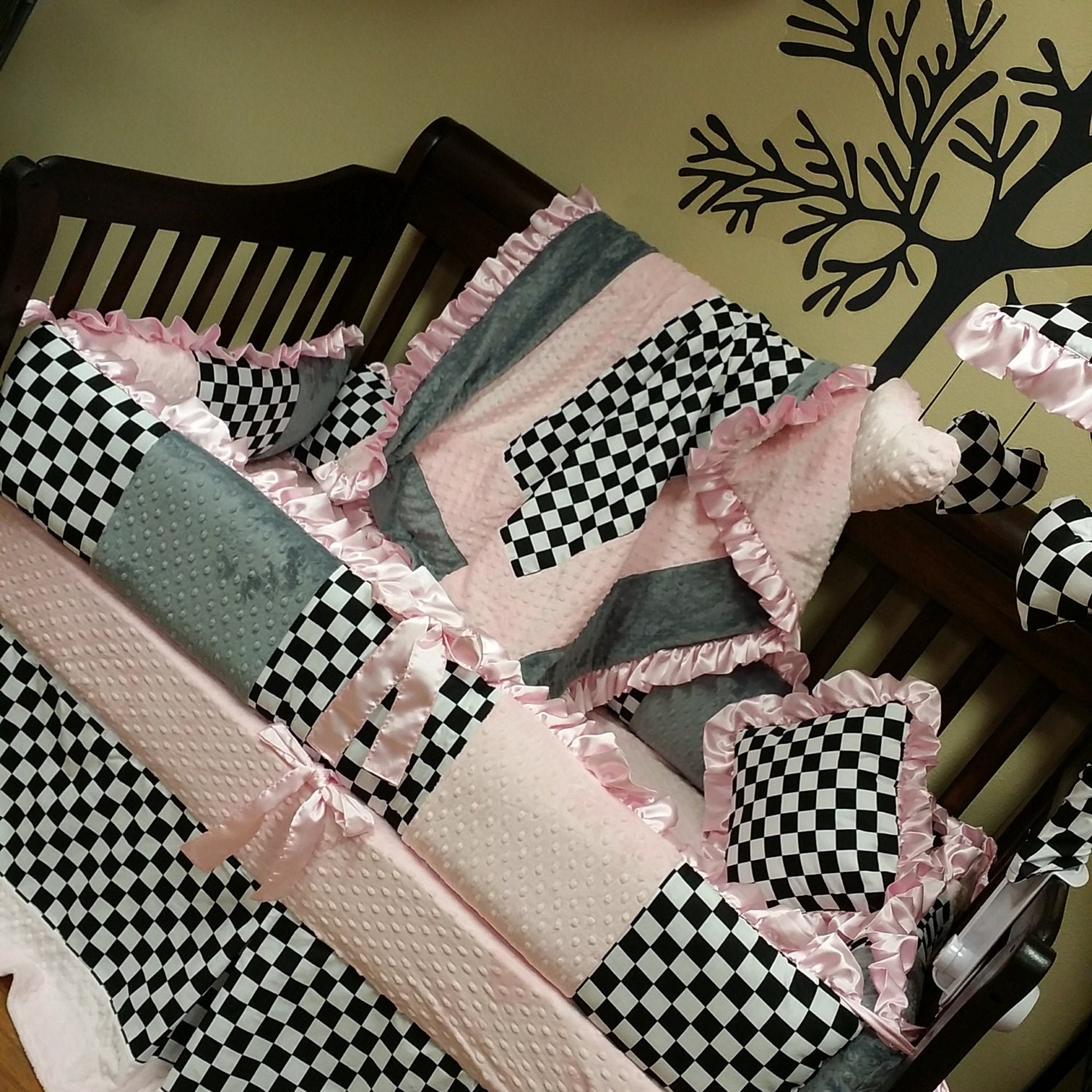 checkered flag crib bedding